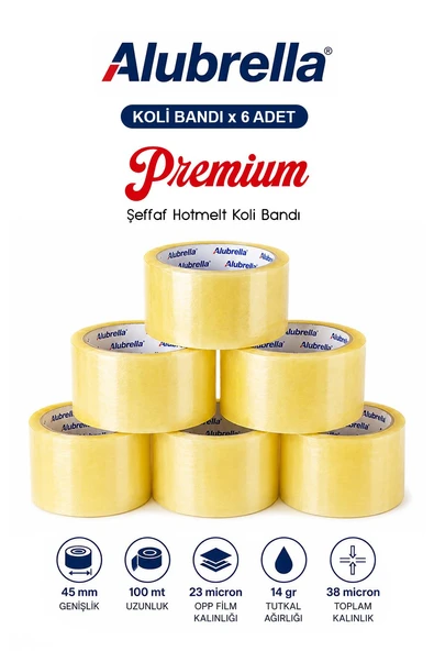 Premium Koli Bandı 6 Adet, 45 mm x 100 mt ürün görseli 1