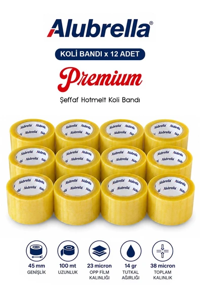 12 Adet Premium Koli Bandı, 45 mm x 100 mt ürün görseli 1