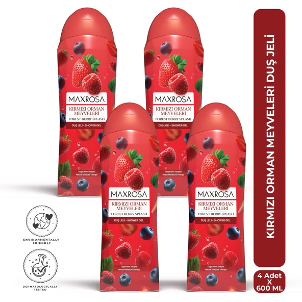 Maxrosa Kırmızı Orman Meyveleri Duş Jeli 600 ml x 4 Adet ürün görseli 1
