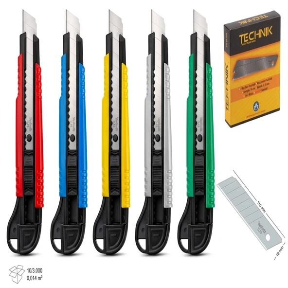 Ark Profesyonel Maket Bıçağı Seti 18 mm Karışık Renk 2 Adet Maket Bıçağı 10'lu Yedek Bıçak ürün görseli 1