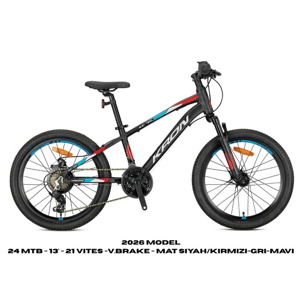 XC 75 - 24 MTB - 13' - 21 Vites -V.Brake - Mat Siyah/Kırmızı-Gri-Mavi ürün görseli 1