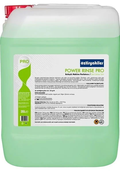 Power Rinse Pro Sert Sular Için Bulaşık Makinesi Parlatıcısı 20 Lt ürün görseli 1