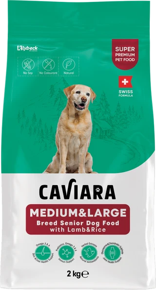Caviara Kuzu Etli ve Pirinçli Orta & Büyük Irk Yaşlı Köpek Maması 2 Kg ürün görseli 1