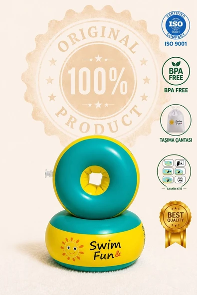 swim & fun Çocuk Yüzme Kolluğu Extra Güvenlikli / Bebek Yüzme Kolluk / Tamir Seti Ve Çantası / Deniz Kolluk ürün görseli 1