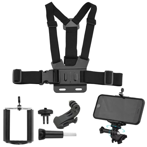 Cep Telefonu Uyumlu Göğüs Kemeri Vlog Video Çekim Seti Phone Holder Chest Body Strap ürün görseli 1