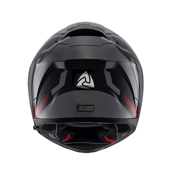 Nukro YM-853 Power Red Black Kapalı Kask - Resim 8