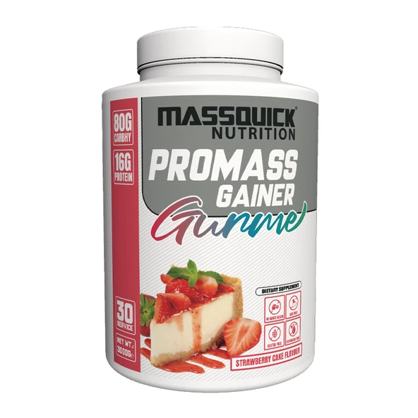 MassGainer Çilekli Pasta Aromalı 3000g - 30 Servis ürün görseli 1