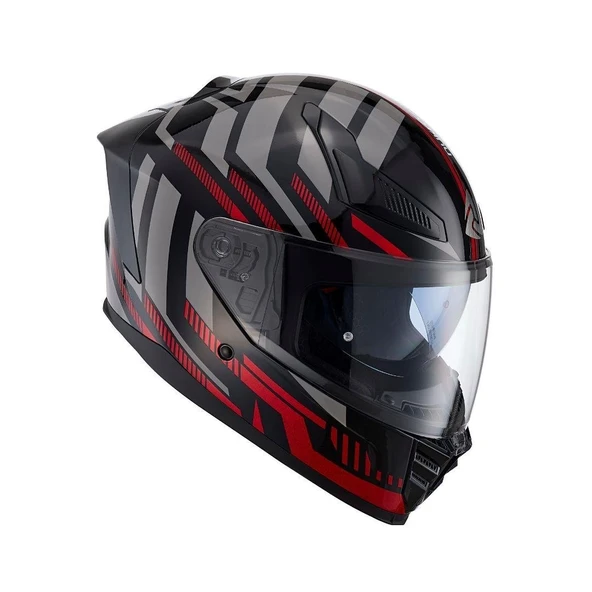 Nukro YM-853 Power Red Black Kapalı Kask - Resim 4