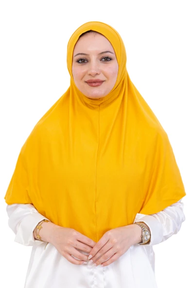 Tek Parça Hazır Başörtüsü Türban Şal – Kolay Takılan Uzun Şal Viskon  Sarı ürün görseli 1