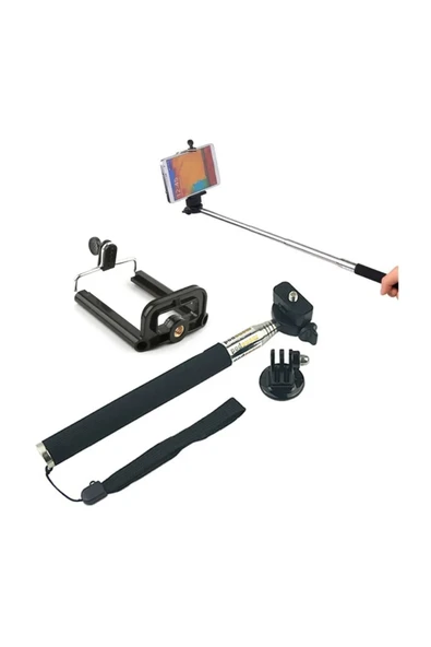 Tüm Aksiyon Kameralara Uyumlu Monopod Ve Telefon Tutucu ürün görseli 1
