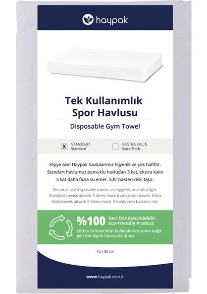 Haypak Tek Kullanımlık Spor Havlusu 40x80 cm ürün görseli 1