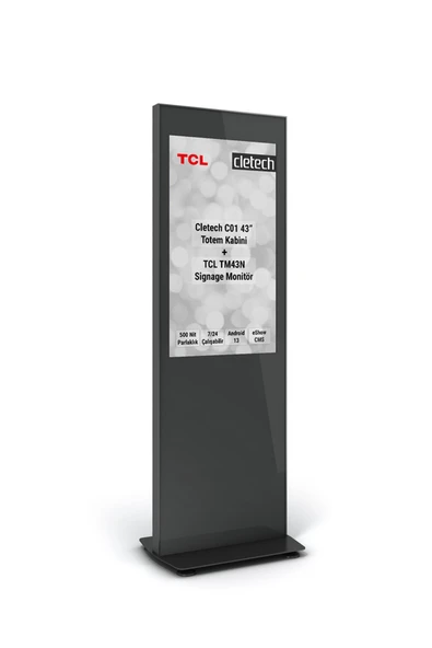 C01 43" Digital Signage Totem + TCL TM43N Signage Monitör ürün görseli 1
