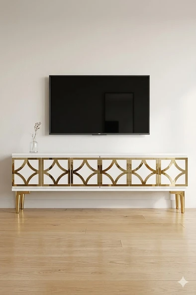 TSA1237BG LEM Tv Sehpası Beyaz-Gold 120cm ürün görseli 1