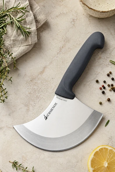Sürmene Silver Serisi Pizza Börek Bıçağı Gri Sap Hilal Pide Salata Kıyma Mutfak Bıçak ( Srm-02 ) ürün görseli 1