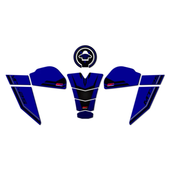 GP Kompozit Yamaha MT-25 2020-2024 Uyumlu Tank Pad Seti Mavi ürün görseli 1