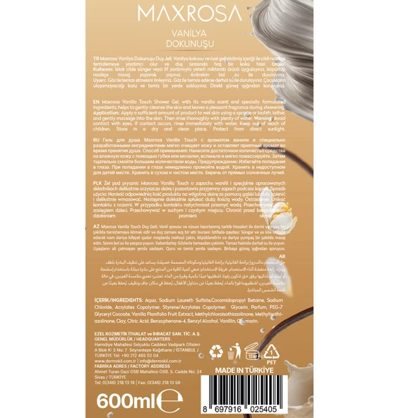 Maxrosa Vanilya Duş Jeli 600 ml x 2 Adet - Resim 6