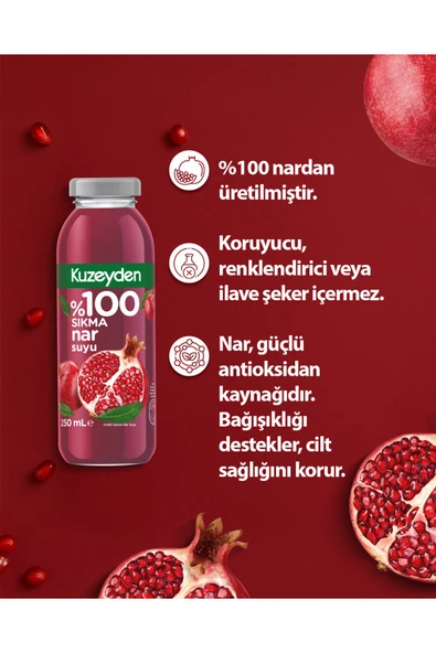 %100 Sıkma Nar Suyu (4x250ml) - Resim 3