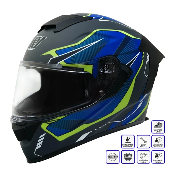 GP MY HELMET MKS001-EGBY Yarış Spoiler Güneş Vizörlü Şeffaf Full Face Motosiklet Kaskı ürün görseli 1