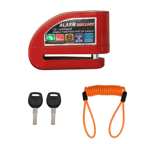 GP Kompozit DSK003 Universal Alarmlı Motosiklet Disk Kilidi Kırmızı ürün görseli 1