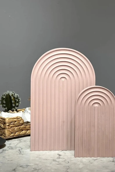 Betonmall 2'li Beton Pastel Serisi Çok Amaçlı Sunum Servis Tepsisi Dekoratif Sunumluk Orgaziner Takılık ürün görseli 1