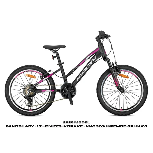XC 75 - 24 MTB Lady - 13' - 21 Vites -V.Brake - Mat Siyah/Pembe-Gri-Mavi ürün görseli 1