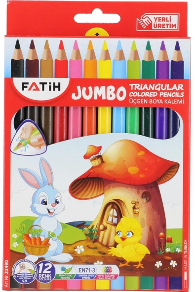 Kuru Boya Triangular Üçgen Jumbo 1/1 12 Renk (3,5 MM) ürün görseli 1