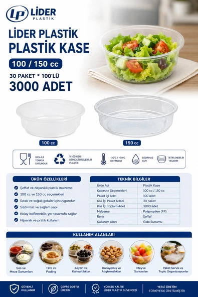 Ankara Lider Sup Kase 100-150 cc 30 Paketx100'lü 3000 Adet ürün görseli 1