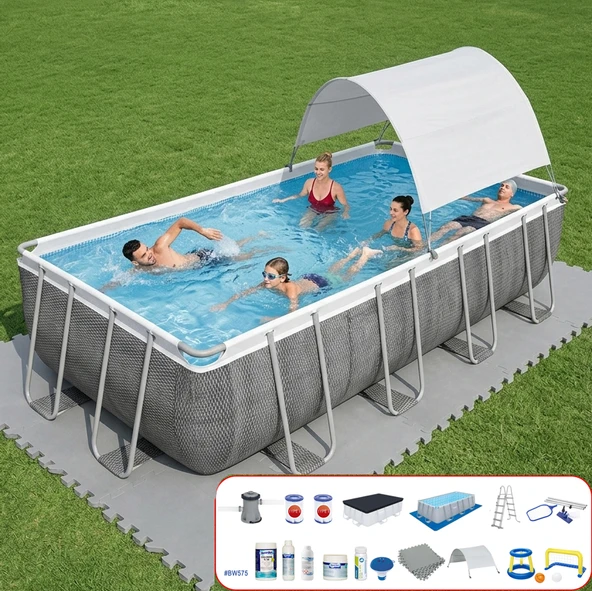 Bestway Gölgelikli Prefabrik Full Havuz Seti 488x244x122cm BW575 56996 ürün görseli 1