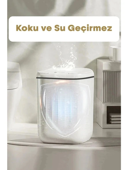 S'82 Akıllı Teknolojik Sensörlü Çöp Kovası Işık Antibakteriyel Koku Geçirmez Mutfak Banyo Wc Ofis 20L Uv ürün görseli 1