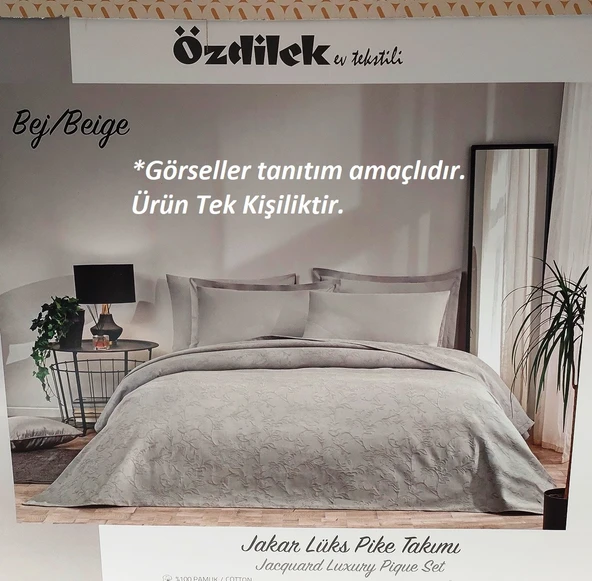 Özdilek Rf -Bej- Jakar Lux (Z) Tek Kişilik Pike Takımı (2 Yastık Kılıflı) ürün görseli 1