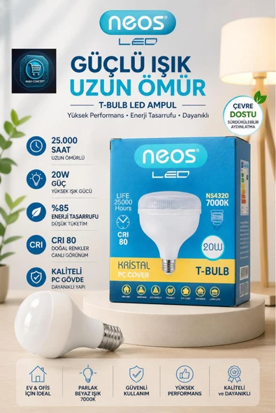 LED Ampul 20W 7000K Beyaz Işık 25.000 Saat Uzun Ömür ürün görseli 1