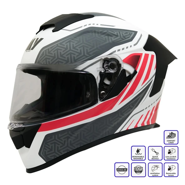 GP MY HELMET MKS001-WRG Yarış Spoiler Güneş Vizörlü Şeffaf Full Face Motosiklet Kaskı ürün görseli 1