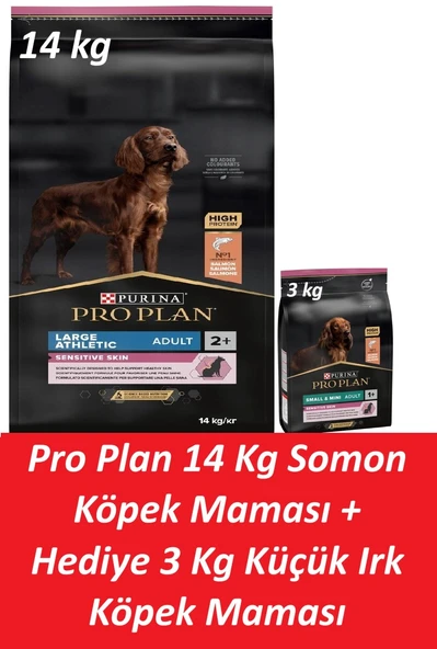 Pro Plan 14 Kg Somon Köpek Maması + Hediye 3 Kg Küçük Irk Köpek Maması ürün görseli 1