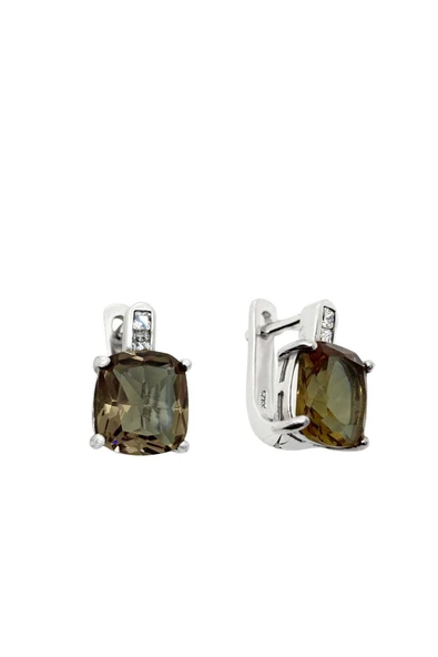 Kare Zultanit Taşlı Gümüş Kadın Küpe 1.5x1.9 cm ürün görseli 1