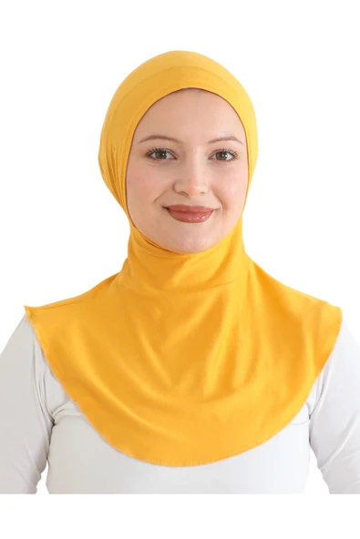 Kadın Boyunluklu Hijab Tesettür Pratik Spor Bone  Sarı ürün görseli 1