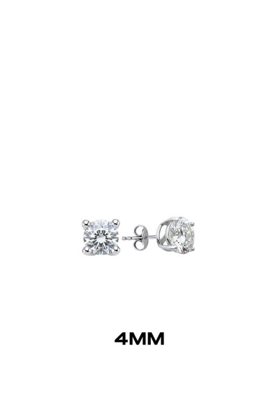 Yuvarlak Tırnaklı Zirkon Tektaş Rodyumlu Vidalı Unisex Gümüş Küpe 4mm [OYSY139] ürün görseli 1