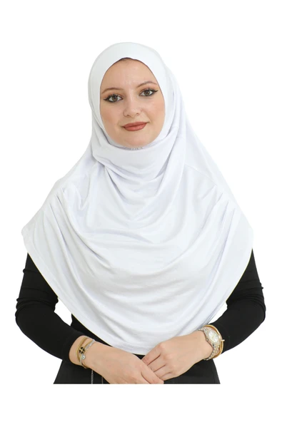 Uzun Hazır Giyim Turban Yumuşak Eşarp İslami Giyim  Beyaz ürün görseli 1