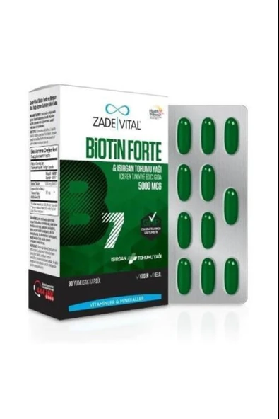 Zade Vital Biotin Forte 5000 mcg 30 Yumuşak Kapsül ürün görseli 1