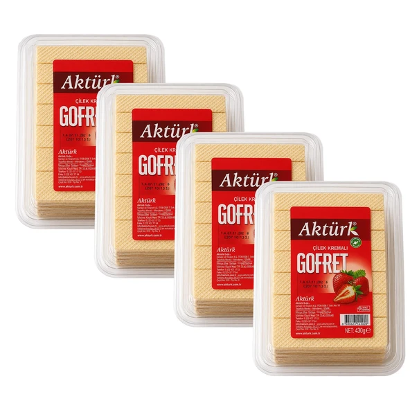 Aktürk Gofret Çilek Kremalı 430 gr x 4 Adet ürün görseli 1