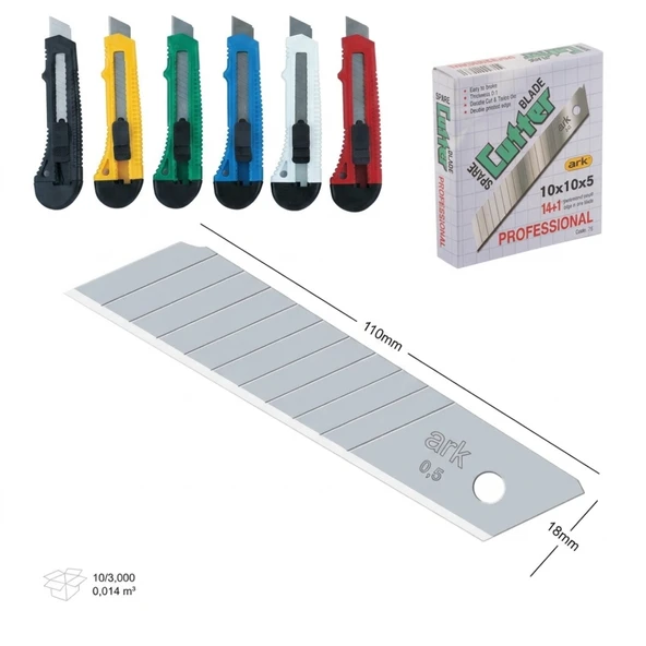 Ark Profesyonel 18 mm Maket Bıçağı Karışık Renk 1 Adet Maket Bıçağı 10'lu Maket Bıçağı ürün görseli 1
