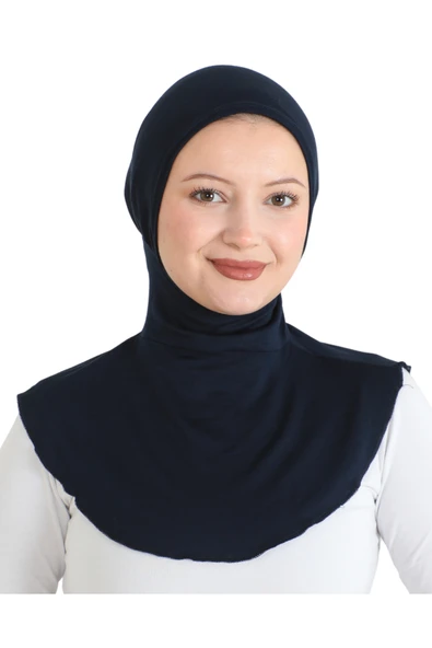 Kadın Boyunluklu Hijab Tesettür Pratik Spor Bone  Lacivert ürün görseli 1