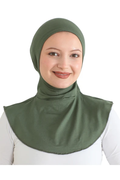 Kadın Boyunluklu Hijab Tesettür Pratik Spor Bone  Haki ürün görseli 1