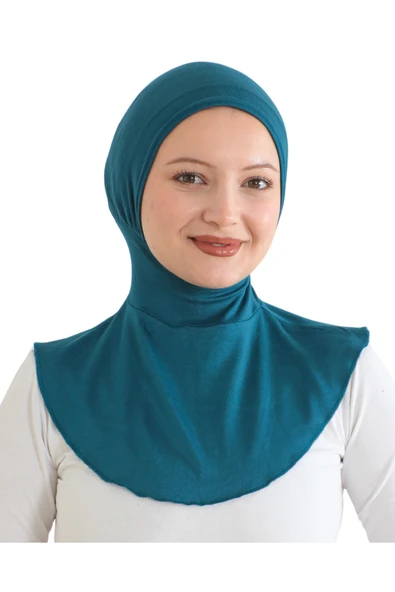 Kadın Boyunluklu Hijab Tesettür Pratik Spor Bone  Turkuaz ürün görseli 1