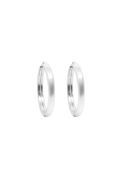 Oval Hatlı Yuvarlak Gümüş Halka Küpe – 2.5x2.5cm - 3mm Kalınlık 925 Ayar ürün görseli 1