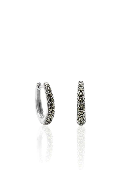 Damla Formunda Markazit Taşlı Gümüş Kadın Halka Küpe 1.7x2.3cm [OYSHK019] ürün görseli 1