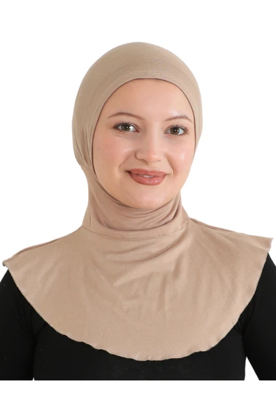 Kadın Boyunluklu Hijab Tesettür Pratik Spor Bone  Koyu Vizon ürün görseli 1