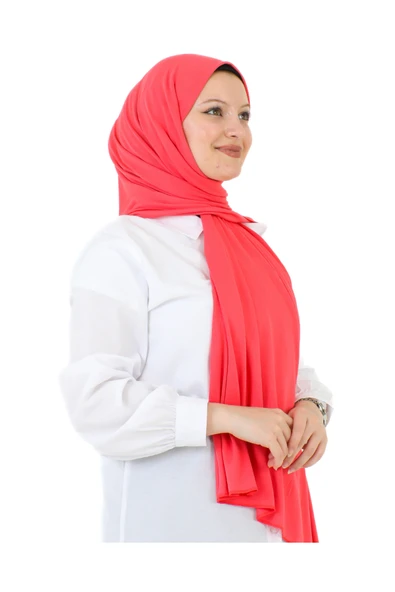 Şal Tesettür Başörtüsü Premium Kumaş Eşarp Uzun İslami Giyim Viskon  Pembe ürün görseli 1