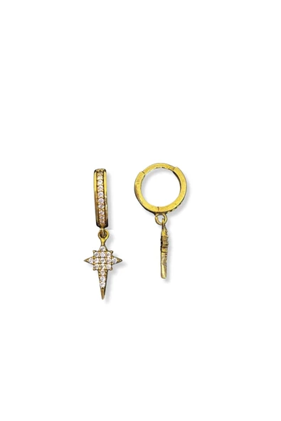 Minimal Taşlı Sallantılı Kutup Yıldızı Gümüş Halka Küpe 1.2x1.2cm ürün görseli 1