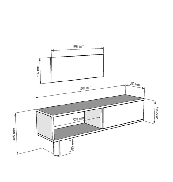 TSA1237AS LEM Tv Sehpası Antrasit-Silver 120cm - Resim 7