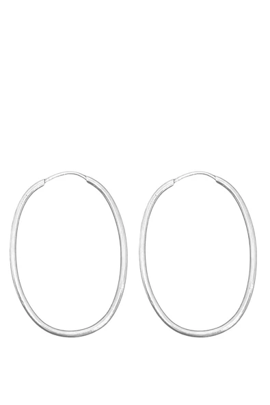 Düz Oval Gümüş Halka Kadın Küpe 3.5 x 2.5 cm ürün görseli 1